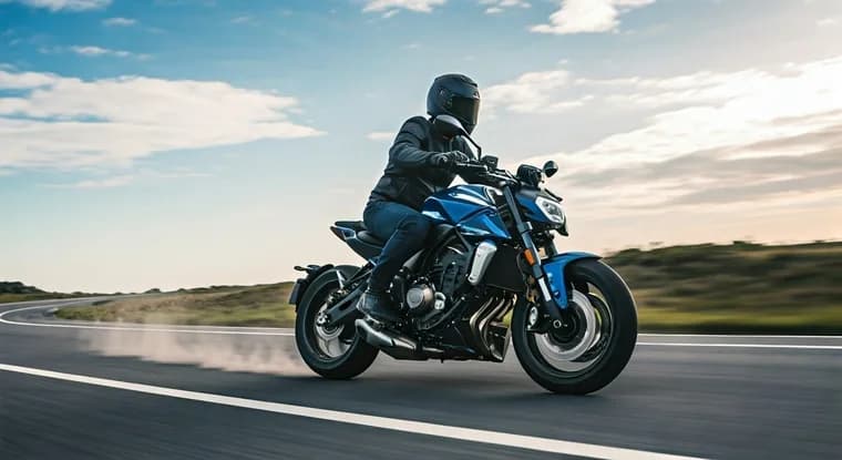 Motorcyclist riding on a highway